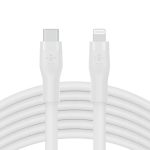 كابل بوست تشارج فليكس من موصل USB Type C إلى لايتنينج للشحن السريع بتقنية PD بقدرة 20 وات معتمد من MFi بطول (3 أمتار/10 أقدام) من السيليكون لهاتف آيفون 14/14 بلس،13، 12، برو، ماكس، ميني، SE، وأجهزة الآي باد، وأكثر أبيض